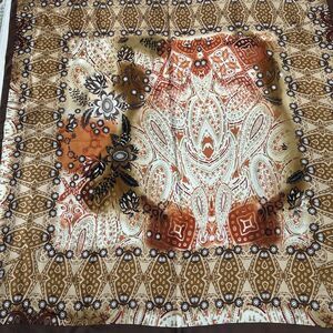 Adrienne Landau Studio Silk Scarf 35 x 34 Brown, Tan, Plum